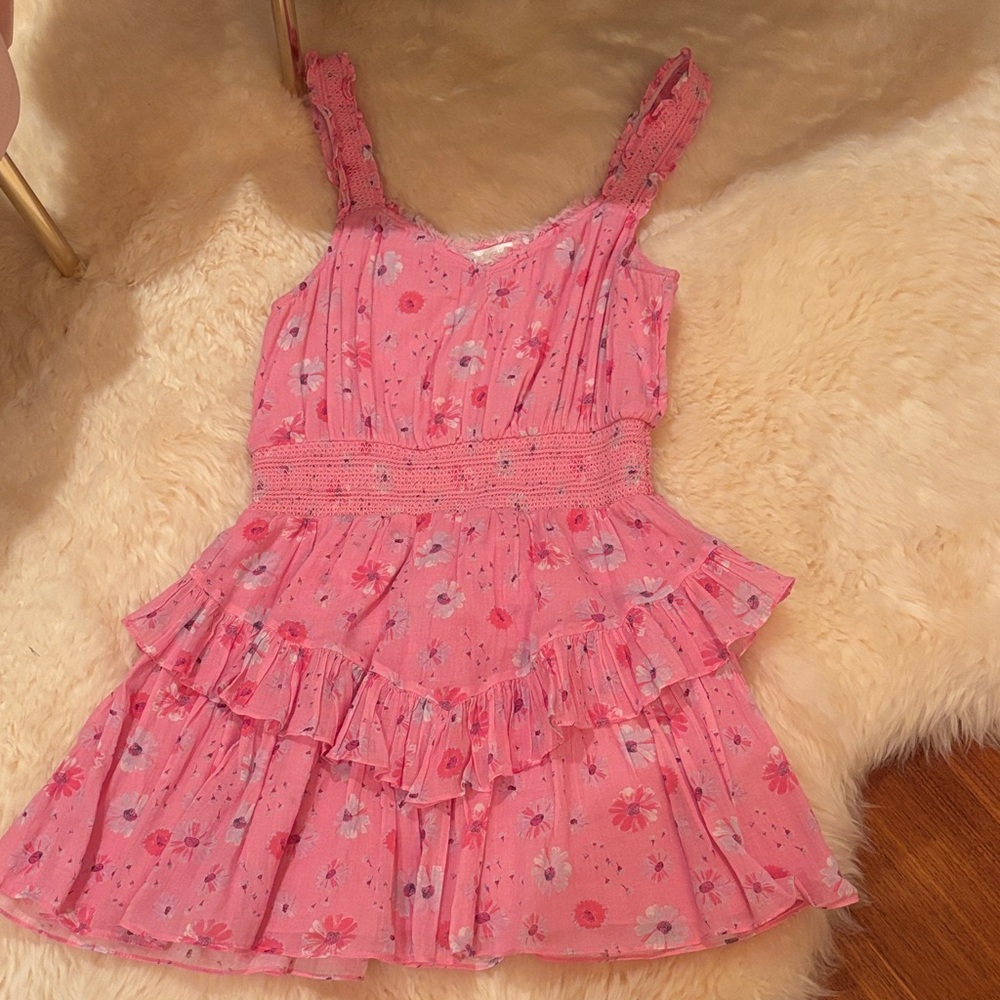 LoveShackFancy Pink Floral Ruffle Dress